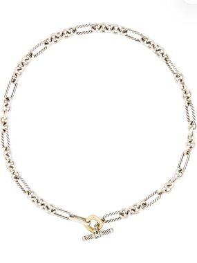 David Yurman Figaro 18k yellow gold & sterling silver 2 tone toggle necklace